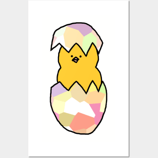 Cute Baby Chicken in Easter Egg Posters and Art